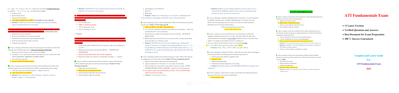 Ati proctored fundamentals test bank